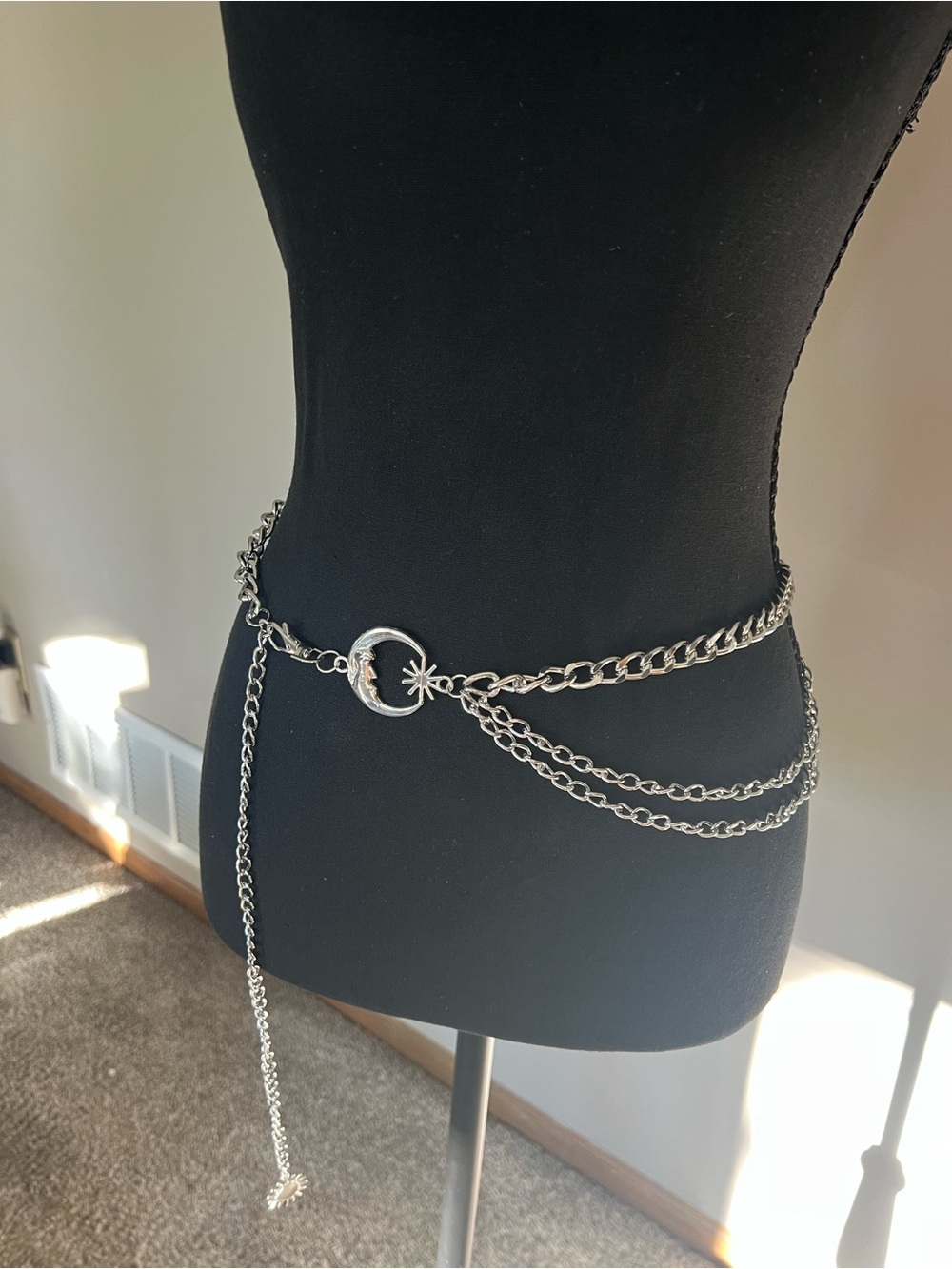 Silver Moon & Star Chain Waist Belt - Women Accessories
